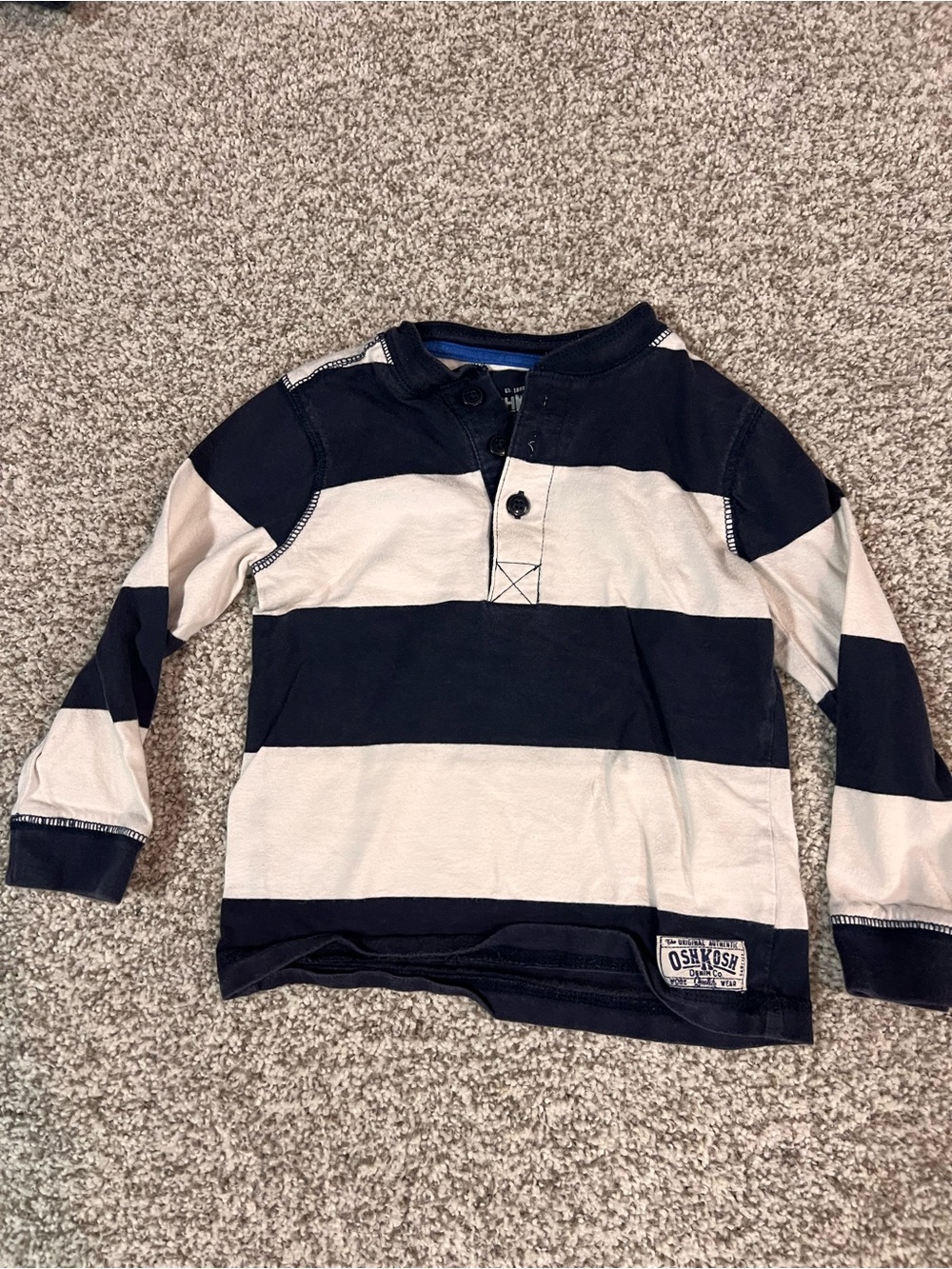 OshKosh B'gosh Navy & Cream Striped Long Sleeve Henley
